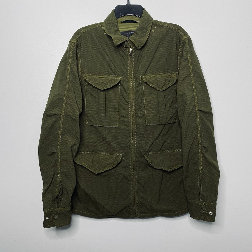 Rag & Bone Jacket Mens Sz 38‎ Utility Style Nylon Field Olive Green